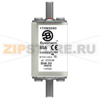 Предохранитель, 100 A, AC 1000 В, 125 кА, DIN 00, aR, DIN, IEC Eaton FUSE 100A 1000V DIN 00 AR