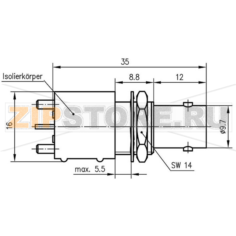 Разъем BNC, 50 Ом, 1 шт Telegärtner J01001F0002 