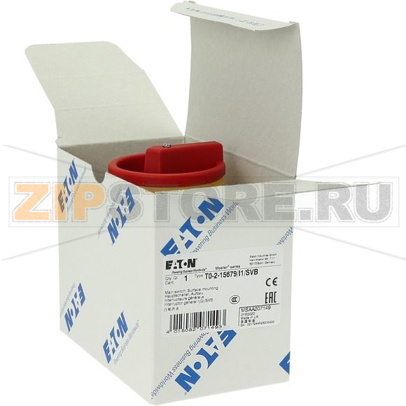 Выключатели главные, T0, 20 A, 2 модуля, 3-полюсн Eaton T0-2-15679/I1/SVB 
