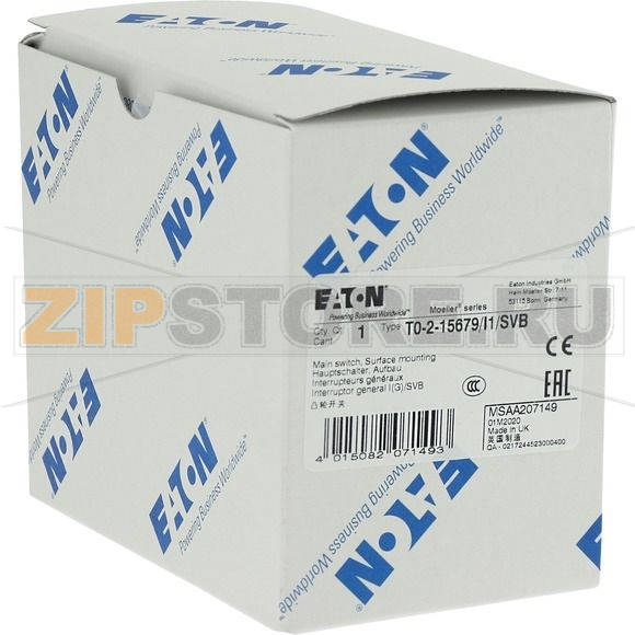 Выключатели главные, T0, 20 A, 2 модуля, 3-полюсн Eaton T0-2-15679/I1/SVB 