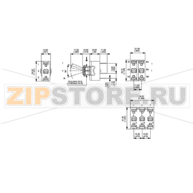 Тумблер 250 В/AC, 15 А, 1 x вкл/вкл, 1 шт APEM 636NH/2 