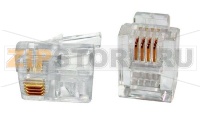 Hyperline PLUG-6P4C-P-C2-100 Телефонный разъем RJ-12(6P4C) (3 µ''/ 3 микродюйма) (100 шт)