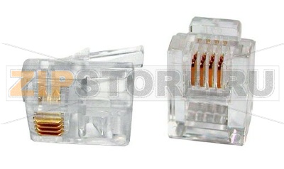 Hyperline PLUG-6P4C-P-C2-100 Телефонный разъем RJ-12(6P4C) (3 µ&#039;&#039;/ 3 микродюйма) (100 шт) 