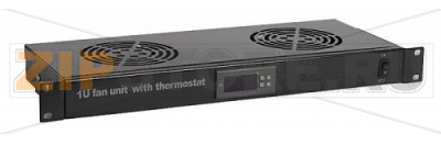 Hyperline TRFA-MICR-2F-RAL9004 Модуль вентиляторный 19&#039;&#039;, 1U, глубиной 170мм, с термостатом и 2-я вентиляторами, номинальная мощность 35.20 Вт, цвет черный (RAL 9004) 