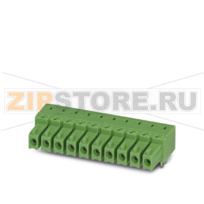 Ответная часть разъема Phoenix Contact IMC 1,5/ 3-G-3,81 Номинальный ток: 8 А, Расчетное напряжение (III/2): 160 В, Полюсов: 3, Размер шага: 3,81 мм, Цвет: зеленый, Поверхность контакта: олово, Монтаж: пайка.Минимальный заказ: 50 шт.Упаковка: 50 шт.