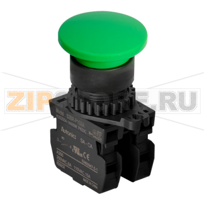 Выключатель кнопочный, головка: грибовидная, Ø отверстия: 22/25 мм Autonics S2BR-P1G2A 