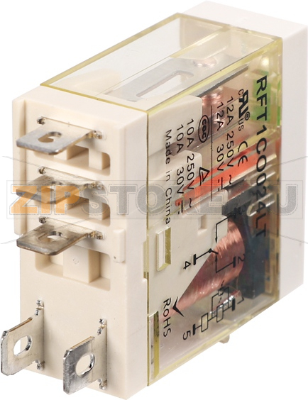 Реле миниатюрное (1CO), 12A, DC 12V с LED индикацией и кнопкой тест Shenler RFT1CO012LT 