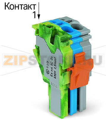 1-проводниковая розетка; 2,5 мм; 3-пол.; 2,50 mm; серые, синие, желто-зеленые Wago 2022-103/000-038/999-953 