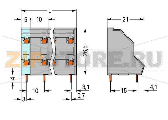 Двухуровневая клемма на печатную плату; 2,5 мм; Шаг контактов 10 мм; 4-пол.; CAGE CLAMP®; 2,50 mm; серые Wago 736-702 Клеммные колодки с соединением CAGE CLAMP®, монтаж проводников при помощи отверткиВысокоплотная двухуровневая конструкция для компактного монтажа нескольких проводников в ограниченном пространствеИндивидуальная маркировка с помощью струйного принтера для всех уровней монтажаКлеммные колодки с объединяющими колодками для распределения потенциалов...