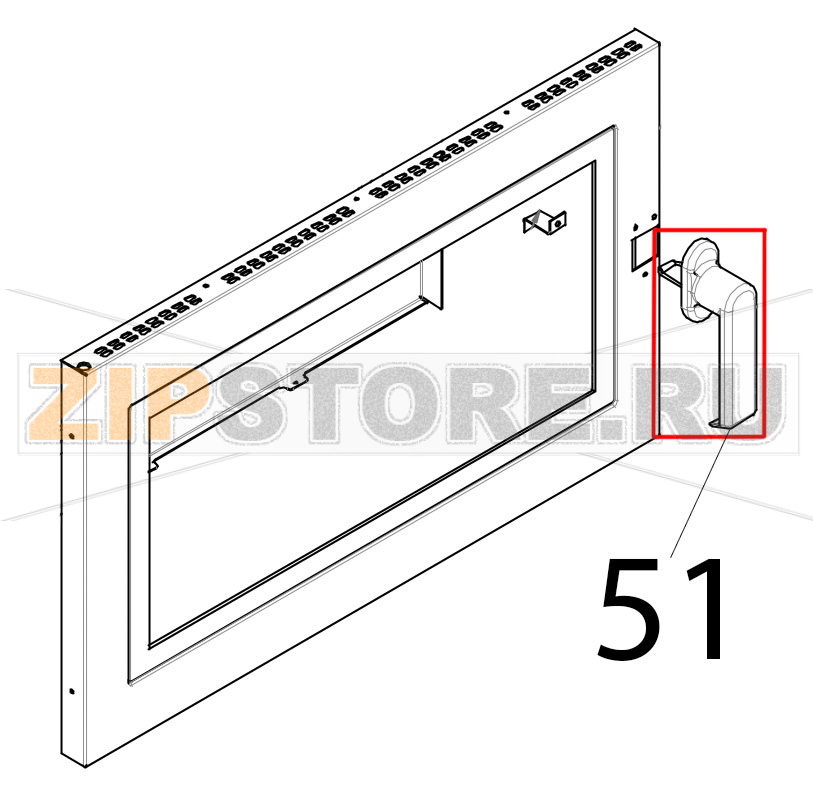 Ручка дверная Tecnoeka KF 966 D AL UD Ручка дверная для пароконвектомата Tecnoeka KF 966 D AL UDЗапчасть на деталировке под номером: 51