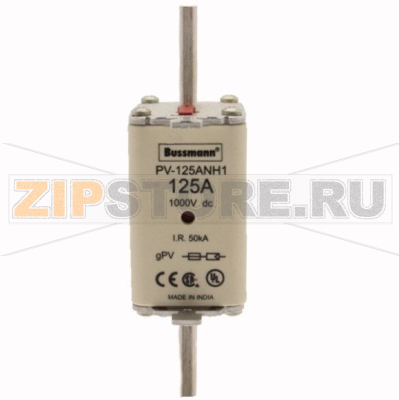 Предохранитель, 125 A, DC 1000 В, 50 кА, NH1, gPV, UL PV, UL, IEC Eaton FUSE 125A 1000V DC PV SIZE 