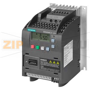 SINAMICS V20 3AC380-480В -10/+10% 47-63Гц НОМИНАЛЬНАЯ МОЩНОСТЬ  0,37 кВт ПЕРЕГРУЗКА 150 %НОМИНАЛЬНОГО ТОКА НА 60 С, БЕЗ ФИЛЬТРА ВХ/ВЫХ: 4DI, 2DO, 2AI, 1AO ИНТЕРФЕЙС: USS/MODBUS RTU ВСТРОЕННАЯ ПАНЕЛЬ BOP ЗАЩИТА: IP20/ UL ТИПОРАЗМЕР:FSA 90X150X146 (ВXШXГ) S 