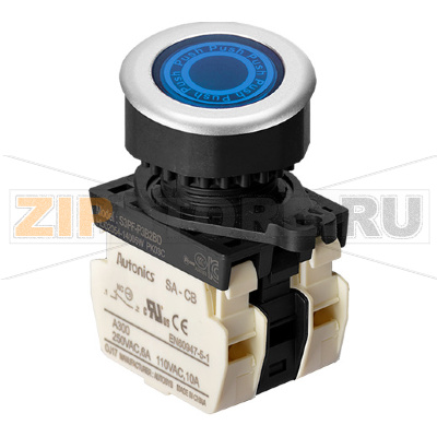 Выключатель кнопочный, головка: круглая, утопленная, Ø отверстия: 30 мм Autonics S3PF-P3B2BDM 