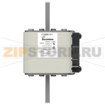 Предохранитель, 450 A, AC 1250 В, 100 кА, size 3, 76x92x159 мм, aR, IEC UL Eaton FUSE 450A 125 