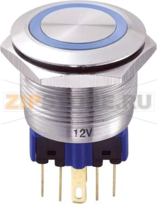 Кнопка антивандальная 250 В/AC, 5 А, 1 x вкл/вкл, без фиксации, IP65, 1 шт TRU Components GQ22-11E/B/12V 