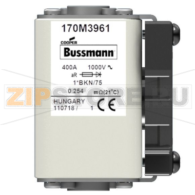 Предохранитель, 400 A, AC 1000 В, 150 кА, size 1, 43x61x74 мм, aR, IEC UL Eaton FUSE 400A 1000 