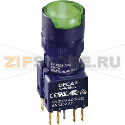 Кнопка 250 В/AC, 5 А, 1 x выкл/вкл, без фиксации, IP65, 1 шт DECA ADA16S6-MR2-B2JG 
