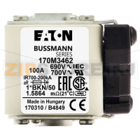 Предохранитель, 100 A, AC 690 В, 200 кА, size 1, 45x59x51 мм, aR, IEC UL Eaton FUSE 100A 690V