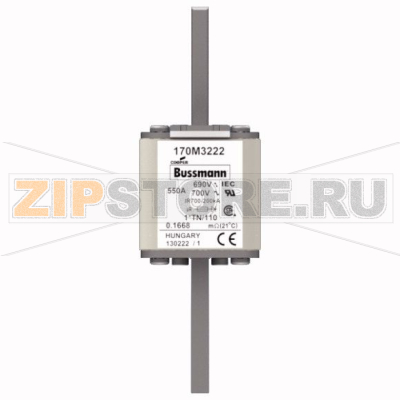 Предохранитель, 550 A, AC 690 В, 200 кА, DIN 1, 45x58x134 мм, aR, DIN, IEC 80 мм Eaton FUSE 550 