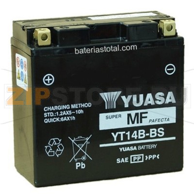 YUASA YT14B-BS (14-B4) Мото аккумулятор Yuasa YT14B-BS (14-B4) Напряжение АКБ: 12VЕмкость АКБ: 18Ah
