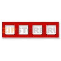 Рамка четырехместная, красный/дымчатый чёрный ABB 2CHH015040A6065