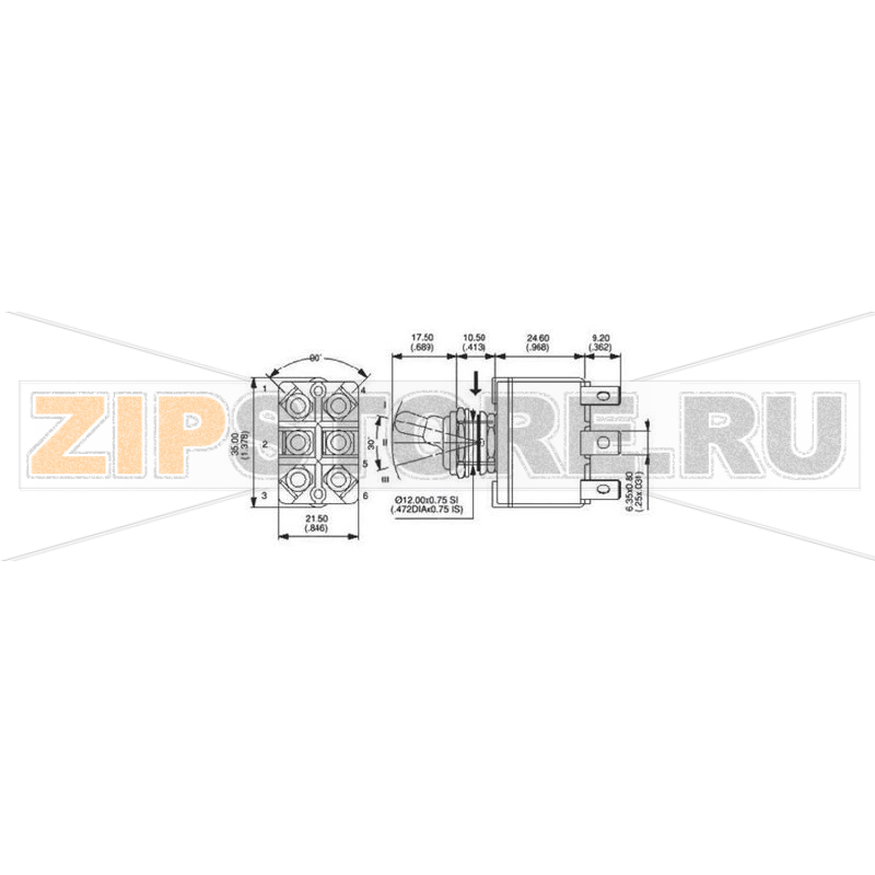 Тумблер 250 В/AC, 6 А, 1 x вкл/выкл/вкл, без фиксации, 1 шт APEM 3637NF/2 
