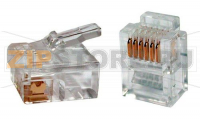 Hyperline PLUG-6P6C-P-C2-100 Телефонный разъем RJ-12(6P6C) (3 µ''/ 3 микродюйма) (100 шт)