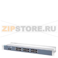 SCALANCE XR124WG; unmanaged IE switch; 19" rack; 24 x 10/100 Mbit/s electrical ports; LED diagnostics; Power supply 24 V DC; Siemens 6GK5124-0BA00-2AR3