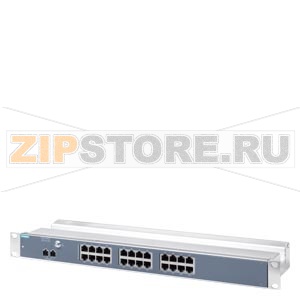 SCALANCE XR124WG; unmanaged IE switch; 19" rack; 24 x 10/100 Mbit/s electrical ports; LED diagnostics; Power supply 24 V DC; Siemens 6GK5124-0BA00-2AR3 