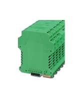 Нижняя часть корпуса с 10-контактным разъемом для параллельного сквозного подключения и 2-контактным разъемом для последовательного подключения Phoenix Contact ME 22,5 UT/FE BUS/10+2 BU