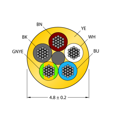 Кабель в катушке Turck CABLE(4+1)X0.34-XX-PUR-YE-100M/TXY 
