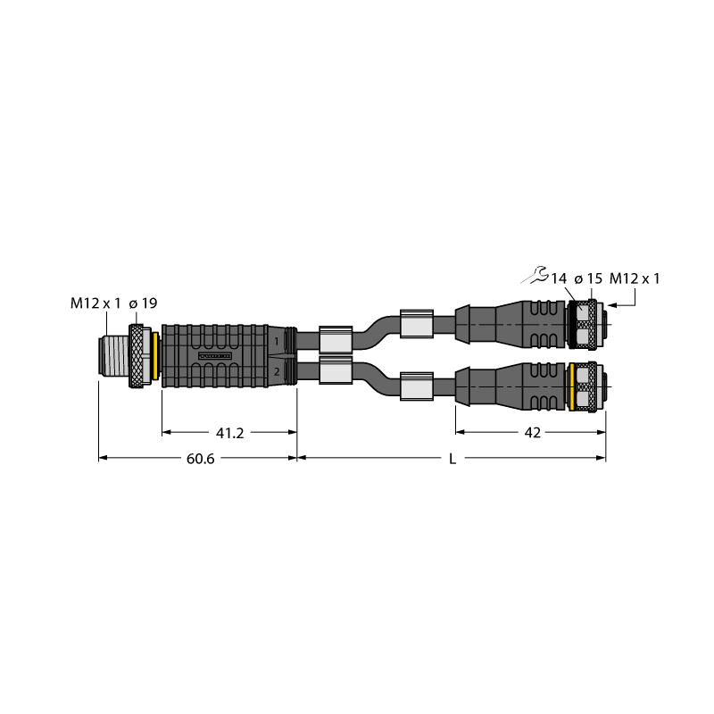 Разветвитель 2-х канальный Turck VBRS4.4-2RKC4T-30/30/TXL 