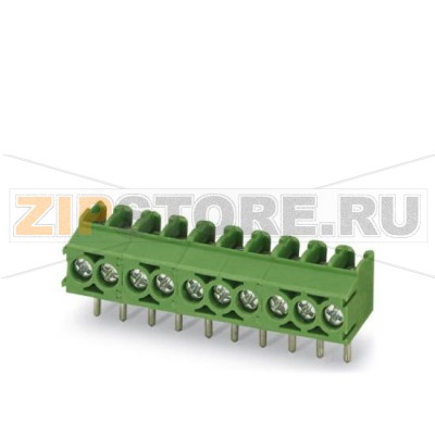 Клеммы для печатного монтажа Phoenix Contact PT 1,5/ 3-3,5-V Номинальный ток: 17,5 А, Номинальное напряжение: 200 В, Размер шага: 3,5 мм, Полюсов: 3, Тип подключения: Винтовые зажимы, Монтаж: пайка, Направление подключения, проводник / печатная плата: 90 °, Цвет: зеленый.Минимальный заказ: 250 шт.Упаковка: 250 шт.