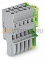 1-проводниковая розетка; 4 mm; 6-пол.; 4,00 mm; серые, желто-зеленые Wago 769-106/000-036