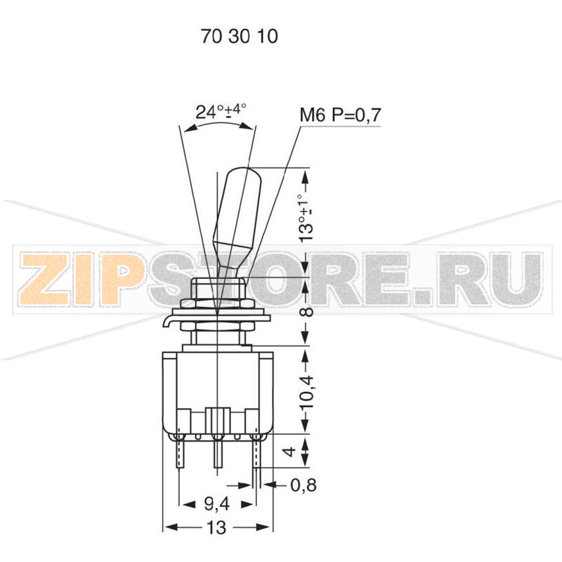 Тумблер 125 В/AC, 6 А, 1 x вкл/вкл, 1 шт Miyama MS 500-BC-A 