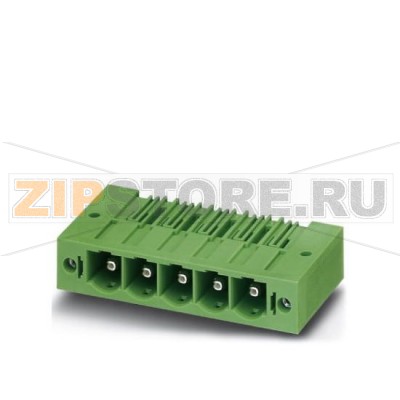 Ответная часть разъема Phoenix Contact PC 6-16/ 5-G1F-10,16 Номинальный ток: 76 А, Расчетное напряжение (III/2): 1000 В, Полюсов: 5, Размер шага: 10,16 мм, Цвет: зеленый, Поверхность контакта: Серебро, Монтаж: пайка.Минимальный заказ: 50 шт.Упаковка: 50 шт.