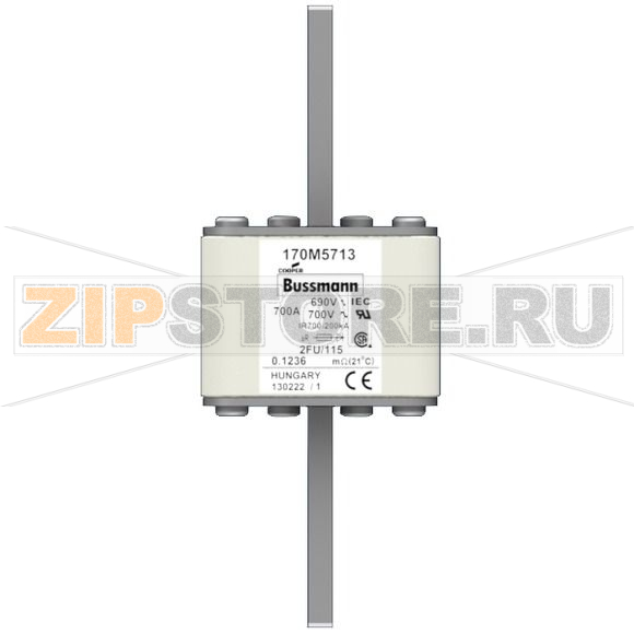 Предохранитель, 700 A, AC 690 В, 200 кА, size 2, 61x77x135 мм, aR, IEC UL Eaton FUSE 700A 690V 