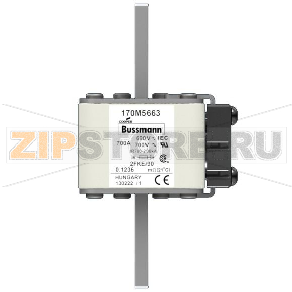 Предохранитель, 700 A, AC 690 В, 200 кА, size 2, 61x77x135 мм, aR, IEC UL Eaton FUSE 700A 690V 