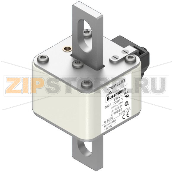 Предохранитель, 700 A, AC 690 В, 200 кА, size 2, 61x77x135 мм, aR, IEC UL Eaton FUSE 700A 690V 