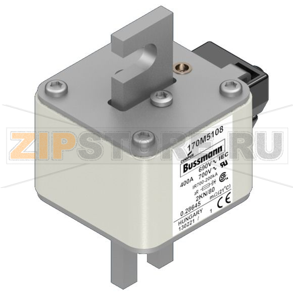 Предохранитель, 400 A, AC 690 В, size 2, 59x77x108 мм, aR, IEC Eaton FUSE 400A 690V 2KN/80 AR 