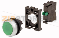 Кнопка зеленая, без фиксации, 1НО Eaton M22-D-G-K10-BVP
