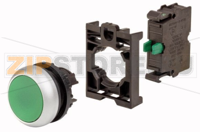 Кнопка зеленая, без фиксации, 1НО Eaton M22-D-G-K10-BVP 
