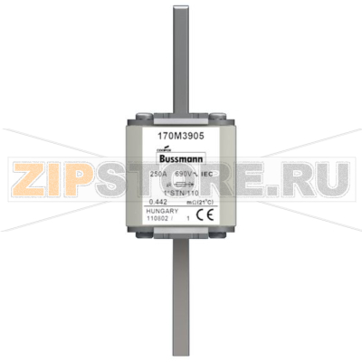 Предохранитель, 250 A, AC 690 В, 200 кА, size 1, 43x59x141 мм, aR, DIN, IEC Eaton FUSE 250A 690 
