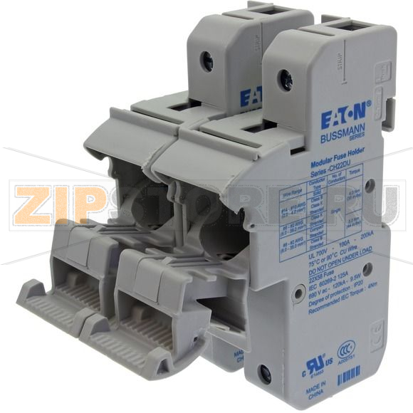 Держатель предохранителя, 125 A, AC 690 В, 22x58 мм, 2P, IEC UL Eaton 2P 22x58 Fuse Holder 