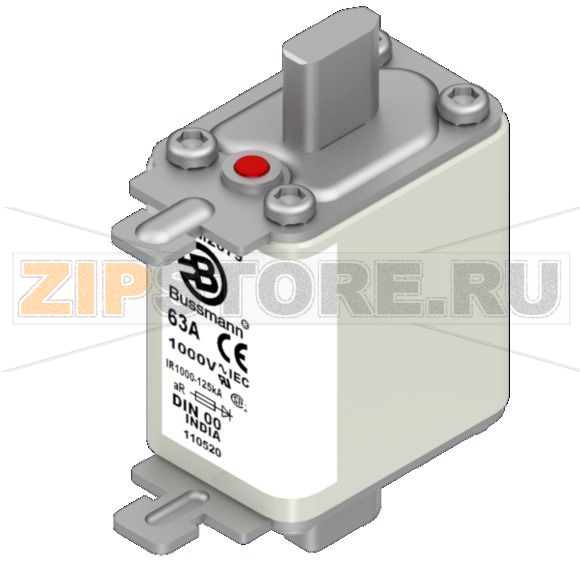 Предохранитель, 63 A, AC 1000 В, 125 кА, DIN 00, aR, DIN, IEC Eaton FUSE 63A 1000V DIN 00 AR 
