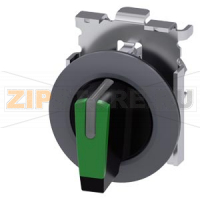 АКТУАТОР ПОВОРОТНОГО ПЕРЕКЛЮЧАТЕЛЯ С ВОЗМОЖНОСТЬЮ ПОДСВЕТКИ, 30MM, КРУГЛ., МЕТАЛЛ МАТОВЫЙ, РУКОЯТКА КОРОТКАЯ ЧЁРНАЯ С ЗЕЛЁНОЙ ВСТАВКОЙ, ПЛОСКОЕ ФРОНТАЛЬНОЕ КОЛЬЦО, 3 КОММУТАЦИОННЫХ ПОЛОЖЕНИЯ: I>O<II, БЕЗ ФИКСАЦИИ, УГОЛ ПОВОРОТА РУКОЯТКИ 2X45 ГРАД.: 10:30Ч