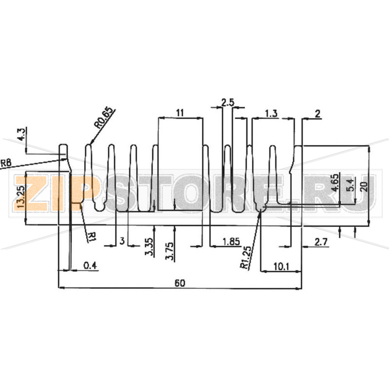 Радиатор 4.45 К/Вт, 100x60x20 мм Pada Engineering 8495/100/N 