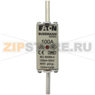 Предохранитель, 100 A, AC 500 В, 120 кА, NH0, gL/gG, IEC Eaton NH FUSE 100A 500V GG/GL SIZE 0 