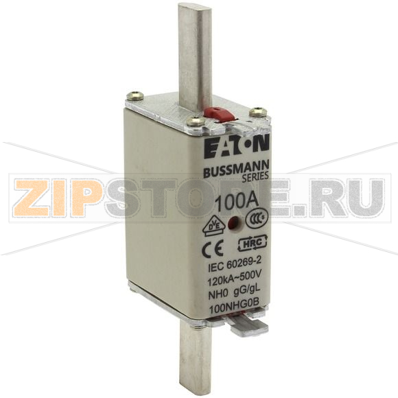 Предохранитель, 100 A, AC 500 В, 120 кА, NH0, gL/gG, IEC Eaton NH FUSE 100A 500V GG/GL SIZE 0 