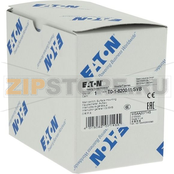 Выключатели главные, T0, 20 A, 1 модуль, 1-полюсный Eaton T0-1-8200/I1/SVB 